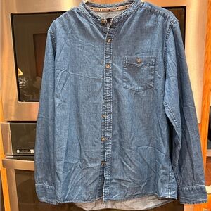 Men's Blue Denim Round Neck Shirt
